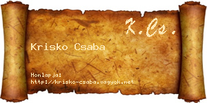 Krisko Csaba névjegykártya